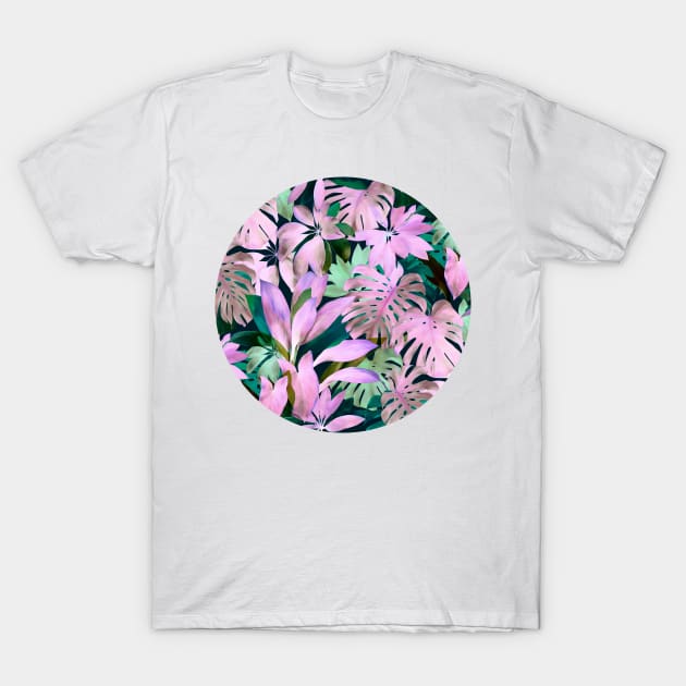 Tropical Night Magenta & Emerald Jungle T-Shirt by micklyn